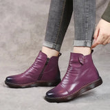 Shoes Cotton Shoes Leather Women's Shoes Winter Ankle Boots Middle-Aged Warm And Velvet Anti-Slip Comfortable Elderly Leather
