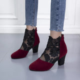 Breakj Mesh High Heel Cool Boots Women Large Size Fashion Round Head Coarse And Roman