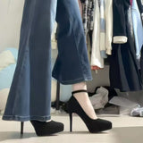 Breakj High-Heeled Shoes Design Niche Professional Single Shoes Waterproof Platform British Style Retro 2025 Ultra-Commuting