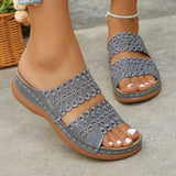 Breakj Hollow Flowers One-Word Slippers Women In The Summer Of 2025 New Leisure Thick Bottom Slope And Cold Slippers