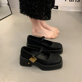 Chunky Heels Women 2024 Spring Summer New Fashion Casual Mary Jane Shoes Ladies Designer Leather Sandals
