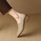 Heel Single Shoes Female 2024 New Pointed Deep Mouth French Small Fragrant Wind Thick With Temperament Pure Color Small Leather Shoes