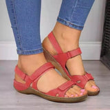 Summer Breathable Fish Mouth Shoes Comfortable Flat-Soled Fashion Open-Toed Velcro Casual Sandals Large Size Women's