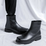 Breakj Men's Shoes Summer Shorts British Black Round Head One Foot Cigarette Boots Tide Side Zip Martens