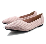 Polyester Shoes Women Spring Flats Pointy Toe Ballerinas Ladies Stretch Knitted Loafers Femme Daily Dress