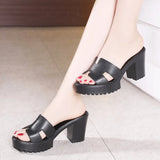 Medium Heels Thick Heel Slippers Women's Summer Thick-Soled Waterproof Platform Fashionable To Wear One-Word Flip-Flops Large Size 40-43