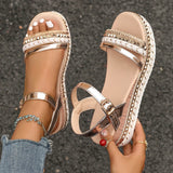 Breakj Summer New Pine Paste Heel Sandals Lady Thick-Sed Large-Size Dew