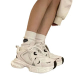 Breakj Luth's Same Silver-Thick Old Father Girl 2025 Summer Breathable Height Up Casual Sneakers In