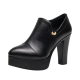 Breakj Coarse Waterproof Table Deep Mouth Single Shoes Women's Spring And Autumn Dress Work Shoes Side Zipper Fashion Singles High
