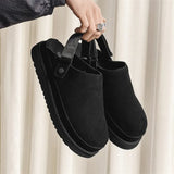 Breakj Autumn New Large-Size Slippers Women Fashion Beef Velvet Thick Bottom Magic Sticker Head