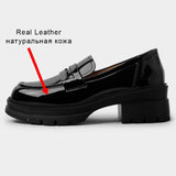 Women Pumps Spring Real Leather High Heels Shoes Woman Fashion Platform Casual Loafers Office Lady Footwear Size