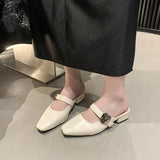 Breakj Women In The Spring And Summer 2025 New French Bag Head With Cool Drag Side Head Coarse Heel Wearing Fashion High