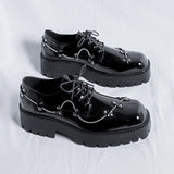 Breakj British Wind Thick Bottom Derby Profile Picture Black Male Business Casual Leather Shoes Retro Patent Leather