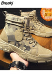 Shoes for Men 2023 Spring Fashion Lace Up Outdoor Male Booties Platform Desert Military Boots New Men's Ankle