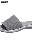 Size Outdoor Slippers Women's 2023 New Summer Rhinestone Mesh Flat Sandals Slippers Soft Bottom Closed Toe Casual