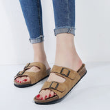 New Cork Slippers Male And Female Suede Slippers Lovers Sandal Shoes Belt