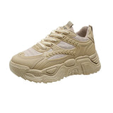 Autumn And Winter New Leather Face Round Head Shoes Girls Retro Thick Platform Sports Single Shoes Wheat Ear Casual Dad Shoes