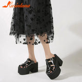 High Heels Women's Sandals 2023 Simply Style Roma Platform Sandals Round Toe Hollow Out Comfy Walking Ladies Shoes