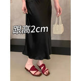 Breakj Retro One-Word Slippers Women's Summer Wear 2025 New Temperament High-Heeled Shoes Sand