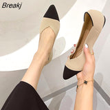 JIU MOUNTAIN 2021 Women's Shoes Autumn Single Shoes Fashion Knitted Pointed Shoes Flat Bottom Comfortable Plus Size