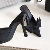 Style Butterfly-knot Mules Women Slippers Elegant Pointed Toe Thin High Heels Ladies Summer Fashion Party Prom