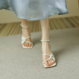 Giant Show Thin ~ New Cross Strap Open-Toe Sandals Women 2023 Summer Buckle Back Empty Stiletto