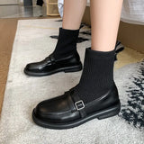 Breakj Temperament With Thin Socks Boots 2025 Autumn And Winter New Martin Boots Knitted Elastic British Low