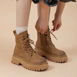 Breakj Boots Women Vintage 2025 Autumn/Winter New Thick Short Boots Yinglen Soft-Bottomed Brown Locomotive