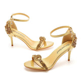 Breakj Cm Temperament Light Mouth With Fine Sandals Crystal Yellow Diamond Wedding Shoes Sexy Fish Mouth Summer