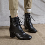 Breakj Color Short Boots Plus Size Front Tie-Up Female Boots