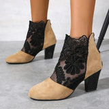 Breakj Mesh High Heel Cool Boots Women Large Size Fashion Round Head Coarse And Roman