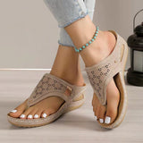 Toe Cool Drag Thick Sole 2023 New Hollow Slope Heel Retro Casual Outside Wear Car Seam Beach