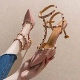Rivet High Heels Pumps Women's Thin Heel Pointed Single Shoes Women's New 2023 Sexy Women's Shoes