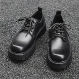 Breakj Head Casual Leather Shoes Men's New 2024 Thick Bottom Overalls Youth Round Head Low Top Martin Boots