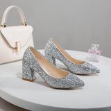 Colors Bling High heels pumps women shoes 2019 spring autumn shoes women Fashion Shallow Pointed Square heel Wedding