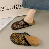 Breakj Woven Woven Half Slippers Women Summer Wear 2025 New French Dress Cool Slippers Roman Sandals