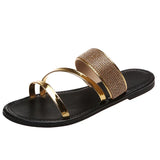 Breakj Large Size Flat Slippers Women's Classic Bright Diamond One-Line Casual