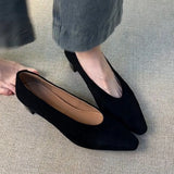 Breakj Scrub Skin Simple One Foot Pedal Single Shoes Women's Shallow Head Retro Coarse Granny