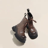 Breakj Bottom Martin Boots Female 2024 Autumn Fashion Wipe Color Washing Car Handsome Lace-Up Short Boots Tide Spring And Autumn Single