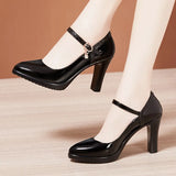 Leather Pointed Stilettos Model Catwalk High Heels Cheongsam Performance Shoes Comfortable Shallow Mouth Work Single Shoes Large