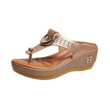 Breakj Women's Shoes 2023 Summer New Beach Clip Toe Slope Heel Slippers Women's Plus-Size Roman