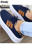 High Top Sneakers 2023 Fall New Luxury Lace Up Canvas Vulcanized Shoes Casual Solid Color Tennis Platform Ladies