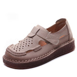 Breakj Time 99] Head Layer Of Cowhair Retro Handmade Hole Shoes Female Summer Beef Soft-Soled Mother Shoes With Hollow