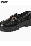 Size 35-42 2023 News Women Real Leather Flats Shoes Fashion Chain Low Heel Office Pumps Jk Casual Loafers