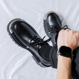 Breakj Casual Leather Shoes Trend Teen Platform Fall 2023 New Versatile Men's Working Shoes