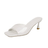 Leather High And Cool Slippers Women In The Summer Of 2025 New British Wind Square Head And Wear Large-Size Women's