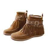 Breakj Suping Bottom Short Boots Women 2025 Autumn And Winter Rivet Belt Buckle Martin Boots Velvet Leisure
