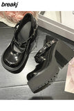 Black Platform Pumps for Women Super High Heels Buckle Strap Mary Jane Shoes Woman Goth Thick Heeled Party Shoes