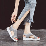 women summer 2021 new open toed flat Roman women sandals flying woven hollow platform sports sandals tenis de