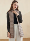 New Winter Women Ultra Light White Duck Down Jacket Zipper Medium Long Vest Stand Collar Outerwear 4XL Plus Size Down